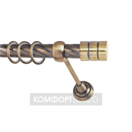 Карниз «Цилиндр» 25мм антик, витой, 1 ряд